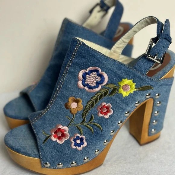Wishbone Collection Platform denim sandals hippie boho 70s 60s size 9 - Picture 4 of 7